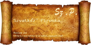 Szvatkó Piroska névjegykártya